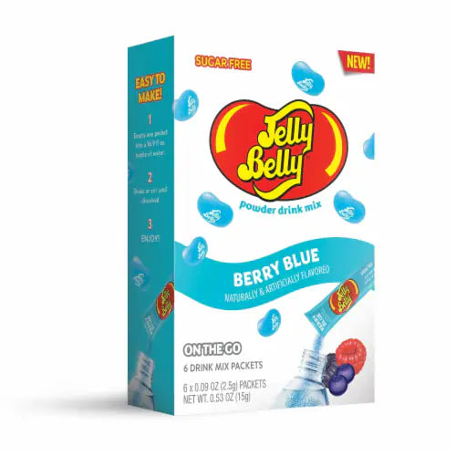 Jelly Belly No Sugar Singles to Go Drink Powder Box Berry Blue