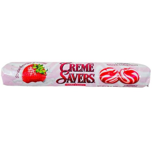Roll of Strawberry flavoured creme savers candy
