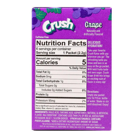 Crush, Zero Sugar, Grape, Singles to go, drink mix, sweetescapes.ca