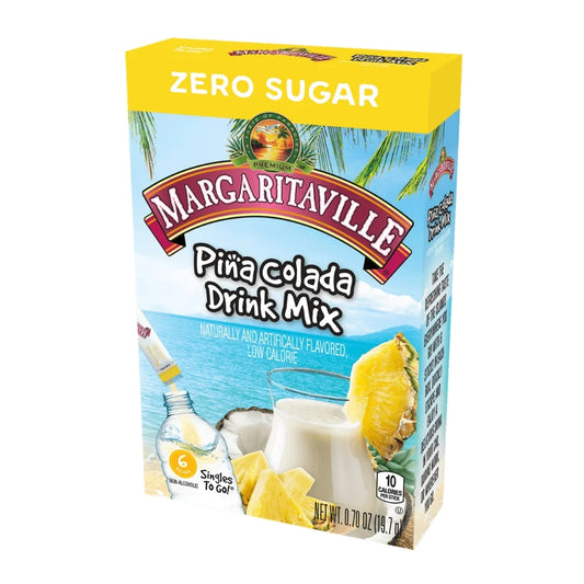 Margaritaville, zero sugar, pina colada, singles to go, drink mix, sweetescapes.ca