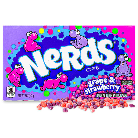 Nerds Grape and Strawberry flavour theatre box