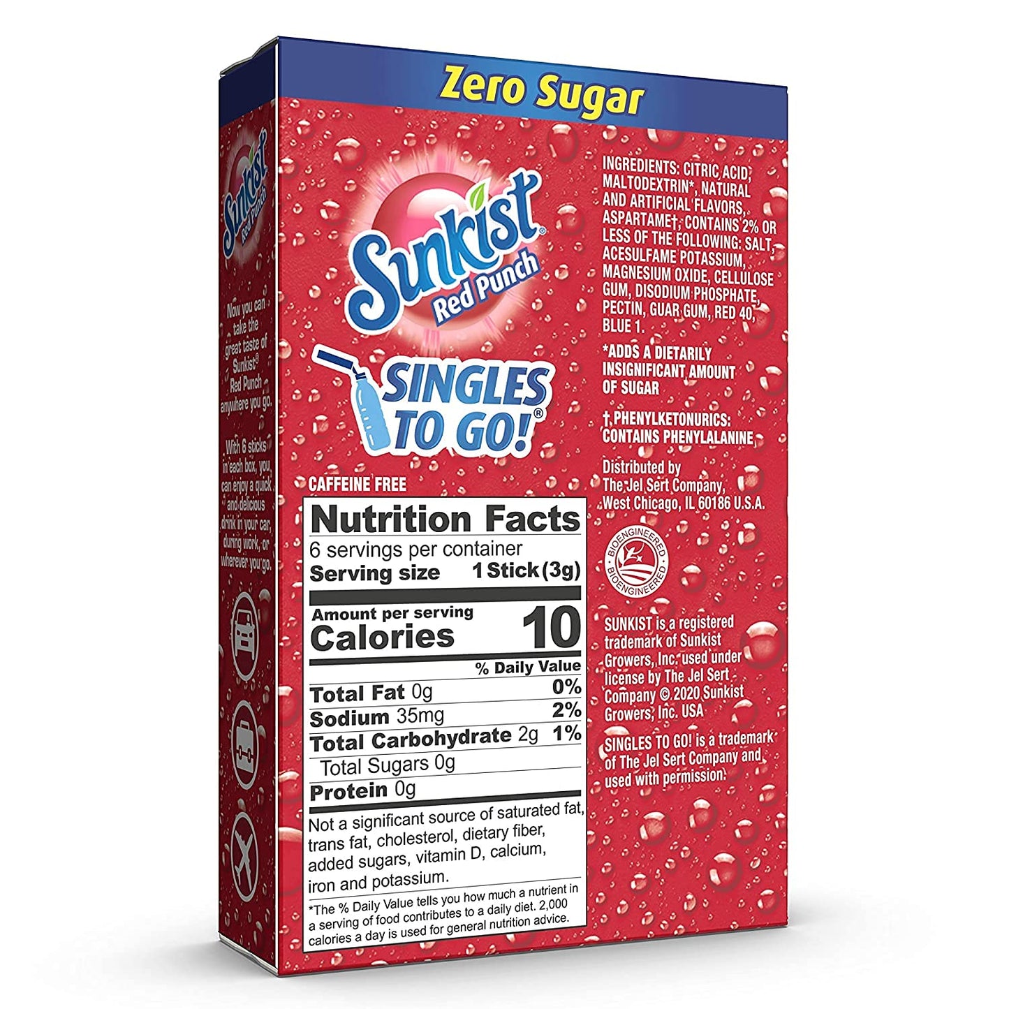 Sunkist, Zero Sugar, Strawberry, Singles to go, Drink Mix, Sweetescapes.ca