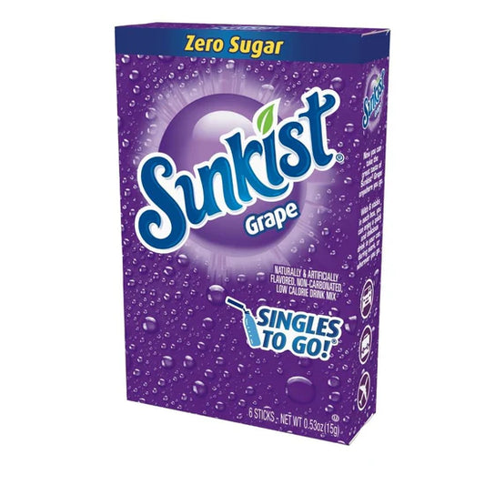 Sunkist, zero sugar, grape, singles to go, drink mix, sweetescapes.ca
