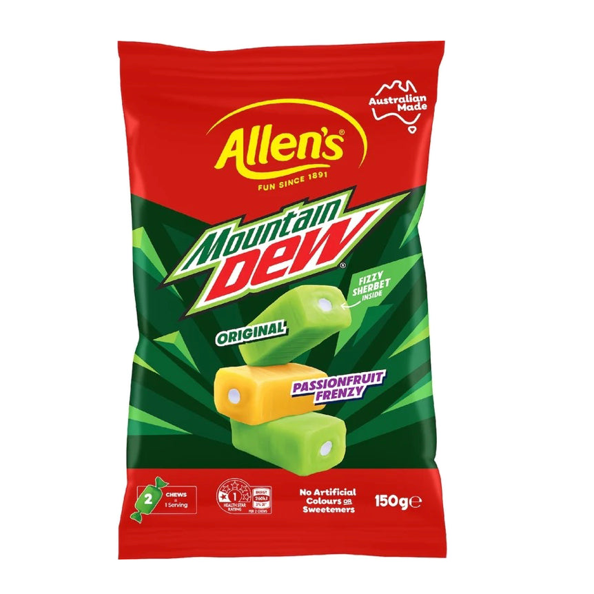 Allen's Mountain Dew Fizzy Sherbet Chews (Australia)