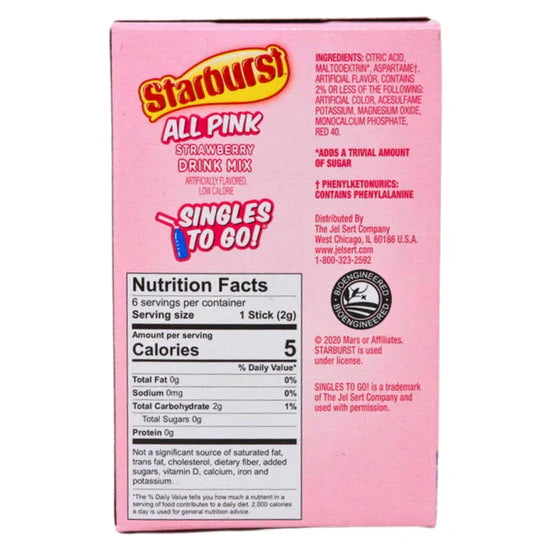 Starburst Singles To Go Drink Mix-All Pink