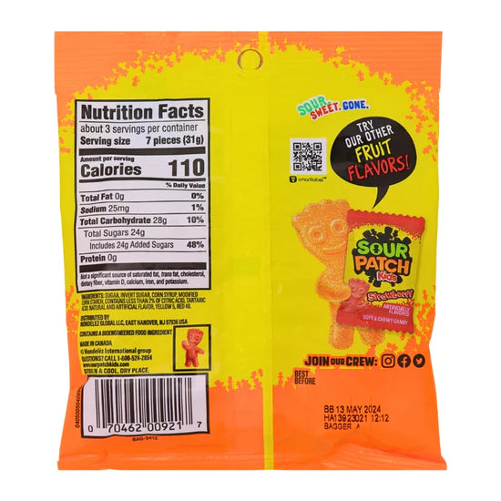 Sour Patch Kids Peach Candy - Peg Bag