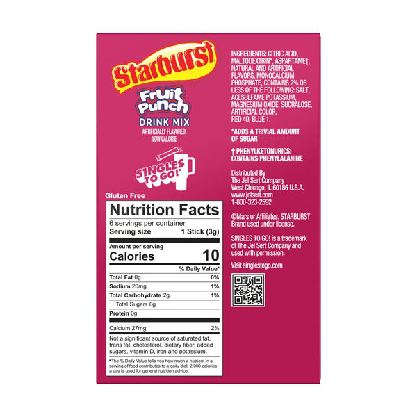 Starburst Singles To Go Drink Mix-Fruit Punch