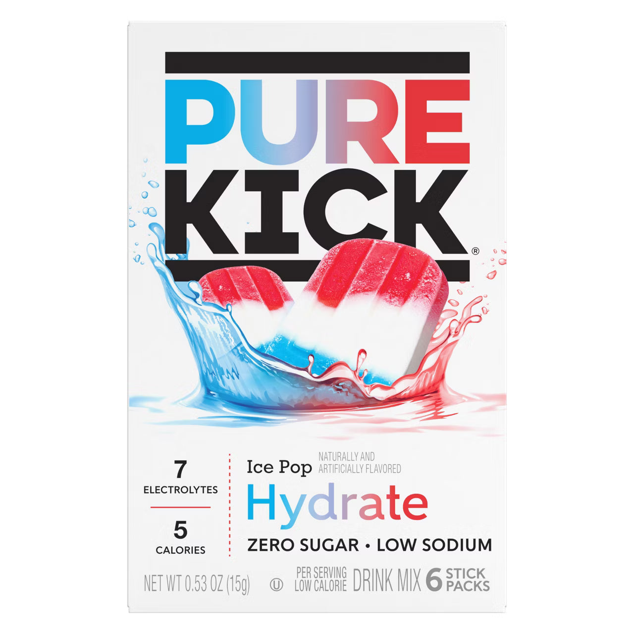 Pure Kick Hydrate Ice Pop Singles to Go Zero Sugar Drink Mix