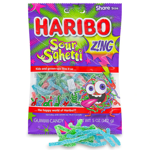 Haribo Sour S'ghetti Gummy Candy - 142g