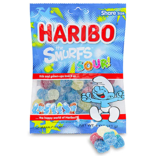 Haribo Smurfs Sour! Gummy Candy - 4oz.
