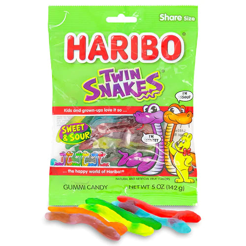 Haribo Twin Snakes Gummy Candy - 5oz