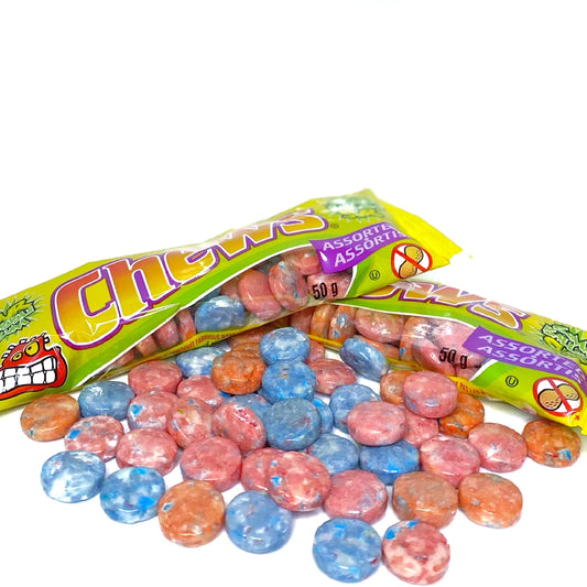 Chews Assorted Sour Bubble Gum - 50g