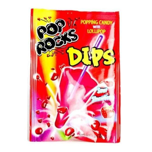Pop Rocks Dips Sour Strawberry Popping Candy and Lollipop - 18g