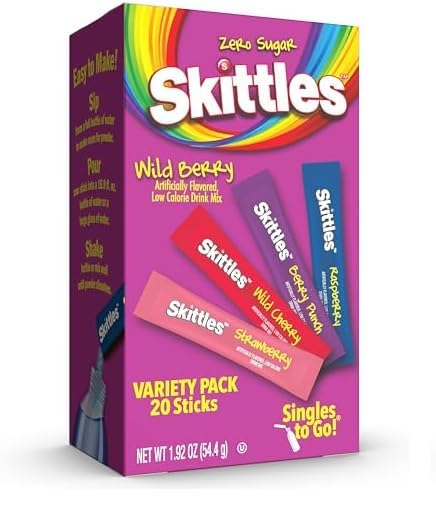 Skittles Singles To Go Wild Berry Variety Pack, Zero Sugar Drink Mix (20 Single Servings)