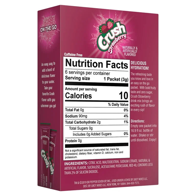 Crush Singles to Go Strawberry Drink Mix - 18g