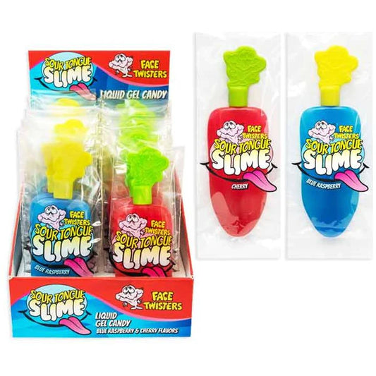 Face Twisters Sour Tongue Slime -  Blue Raspberry / Cherry