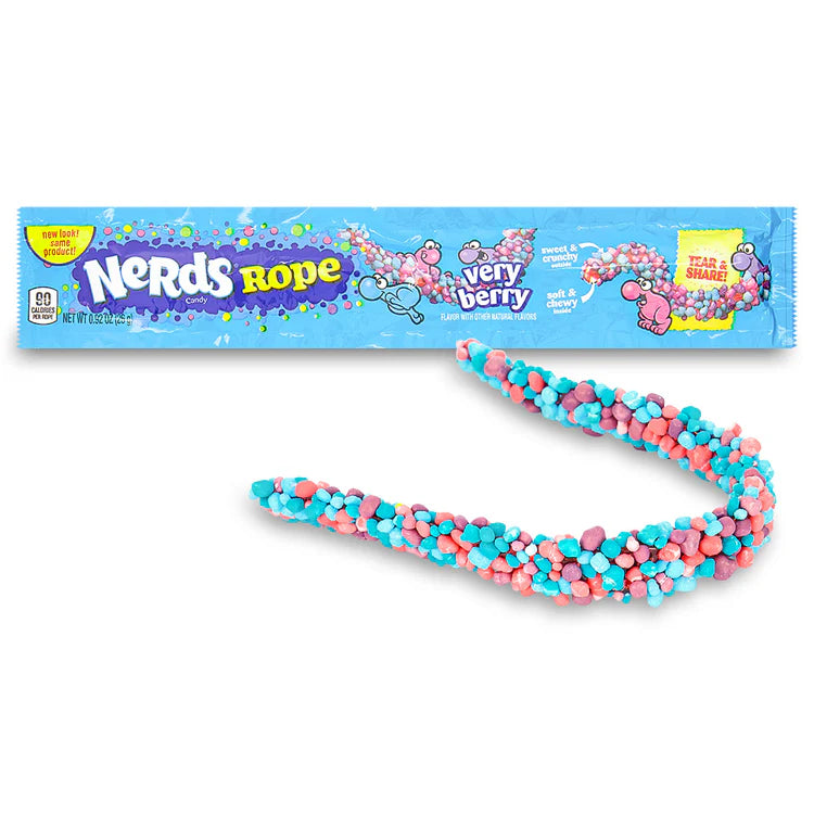 Very Berry Nerds Rope candy with packaging on a white background