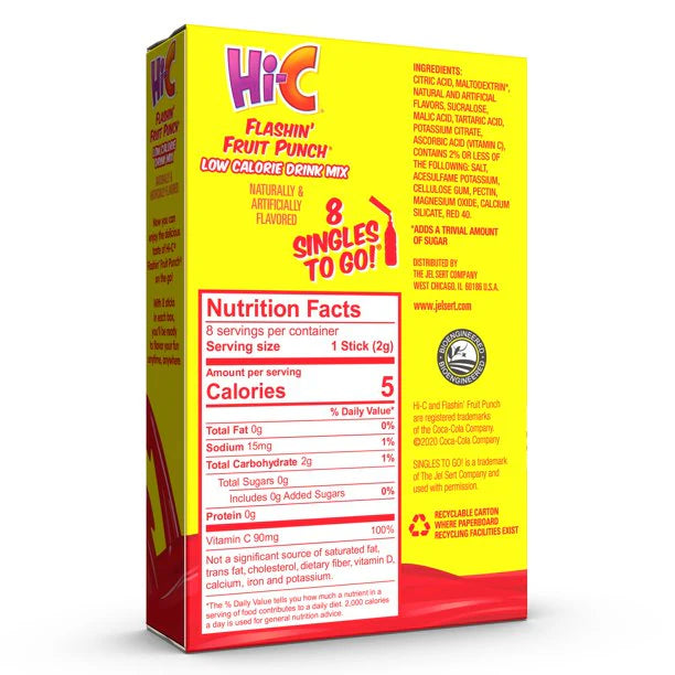 Hi-C Flashin' Fruit Punch Singles to Go