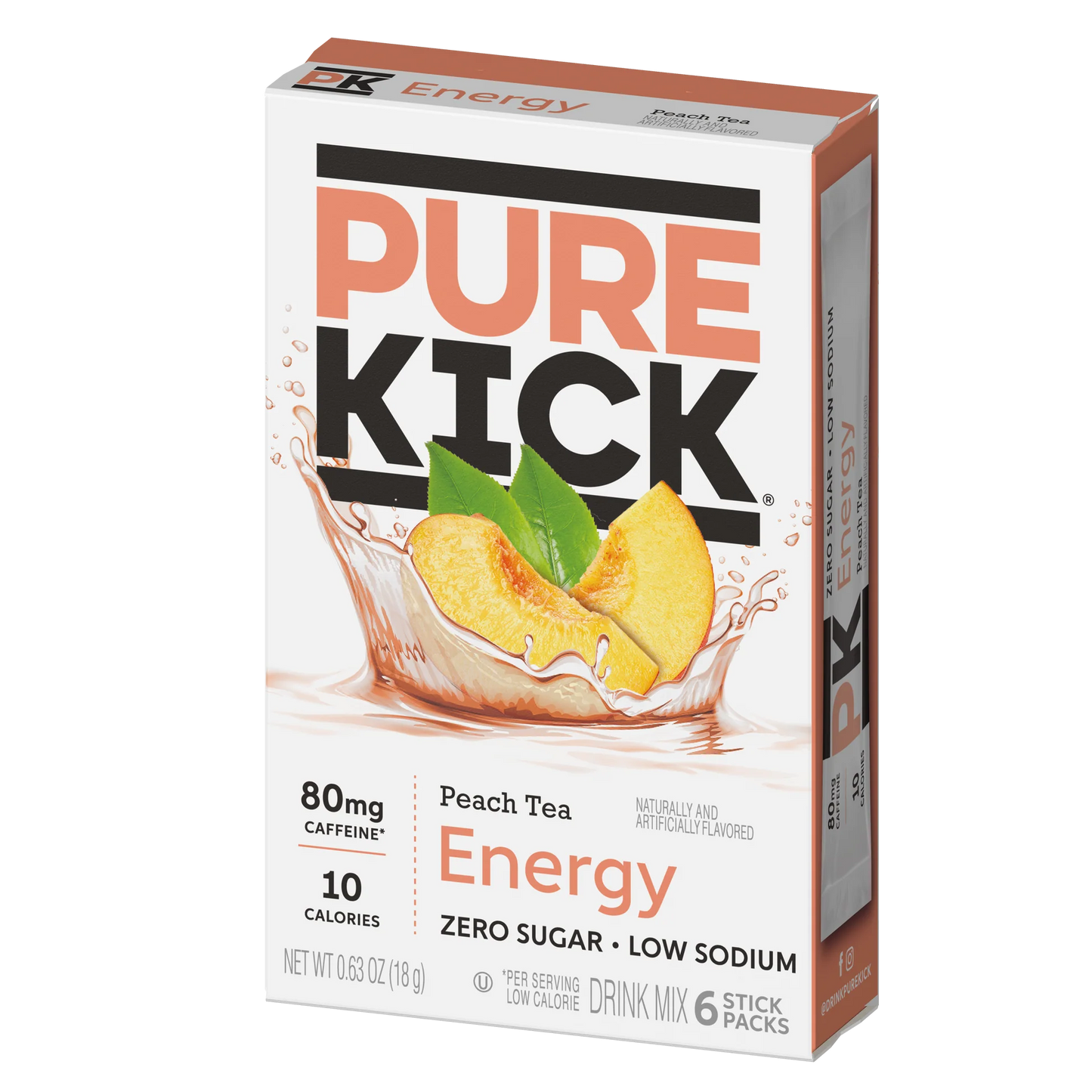 Pure Kick Peach Tea Singles To Go