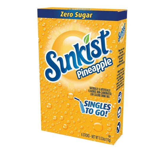 Sunkist, Zero Sugar, Pineapple, Singles to go, drink mix, sweetescapes.ca