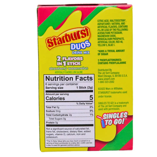 Starburst Duos Single to Go - Strawberry Watermelon Drink Mix