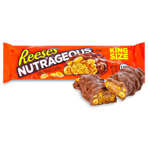 thumbnail image 2 of Reeses Nutrageous Chocolate Peanut Butter Candy Bar (Pack Of 18 2 of 9