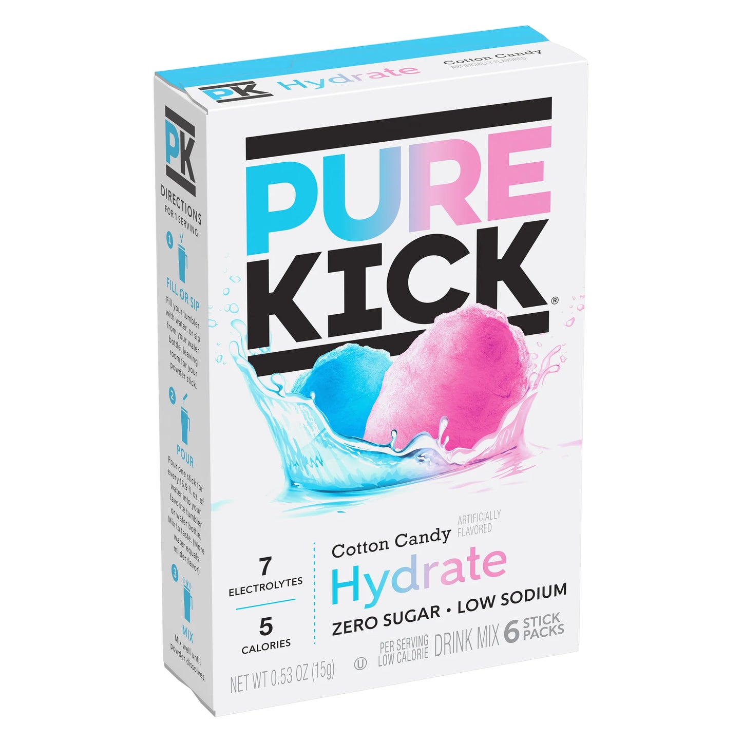 Pure Kick Hydrate Cotton Candy Singles To Go Zero Sugar Drink Mix